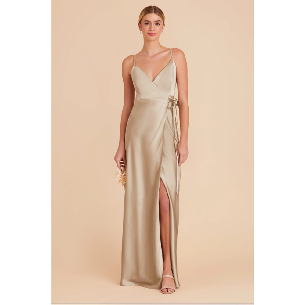 Birdy Grey Cindy Dress Matte Satin Champagne Size Large NWT